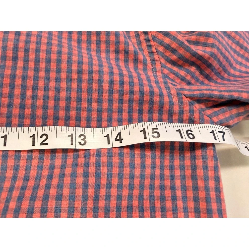 Vineyard Vines Boys Gingham Whale Shirt Red Blue Button Down M 12-14 3W001157